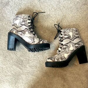 Madden Girl Snake Print Combat Boots